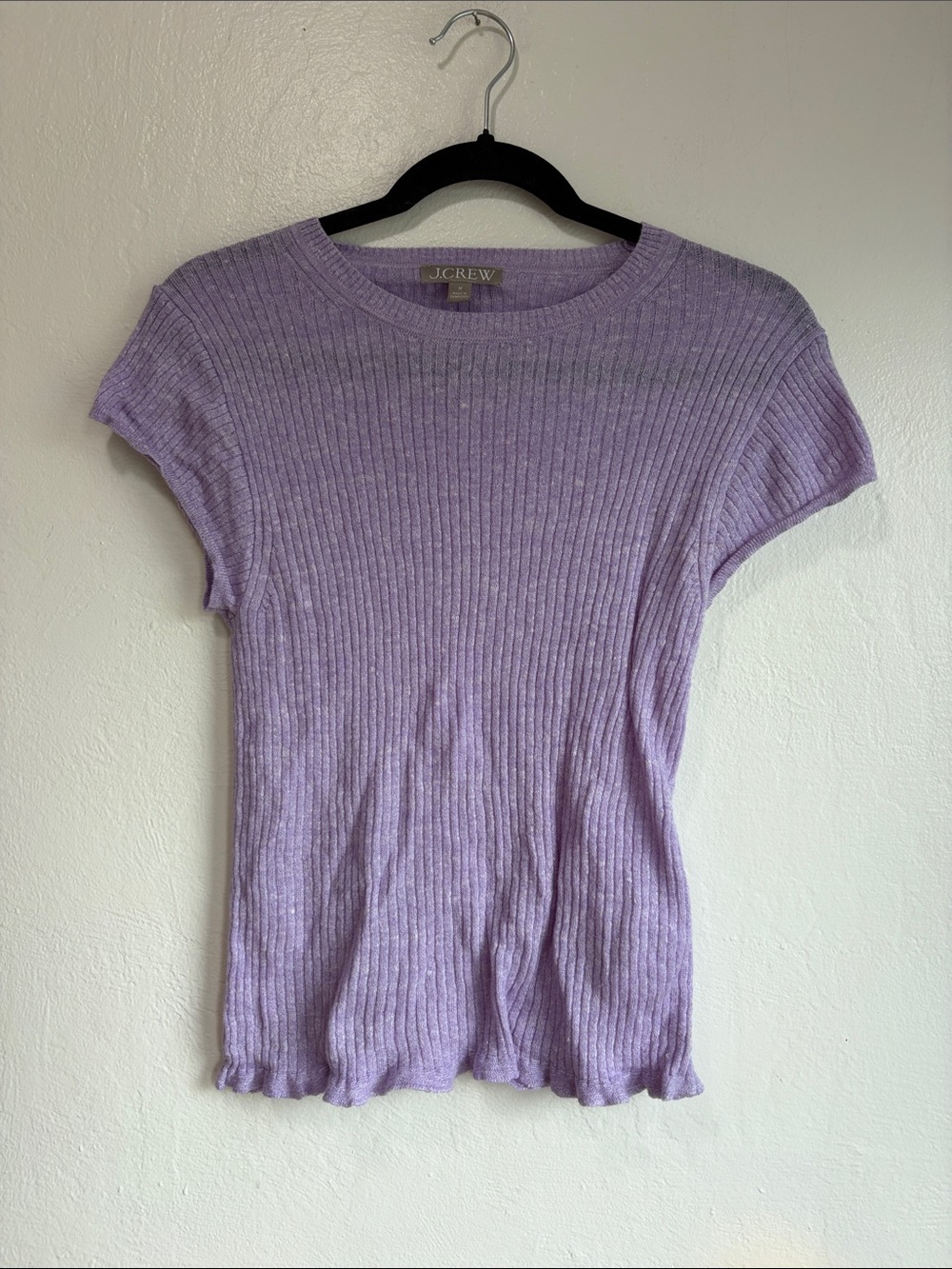 J. Crew Soft Lavender Ribbed Short Sleeve Tee